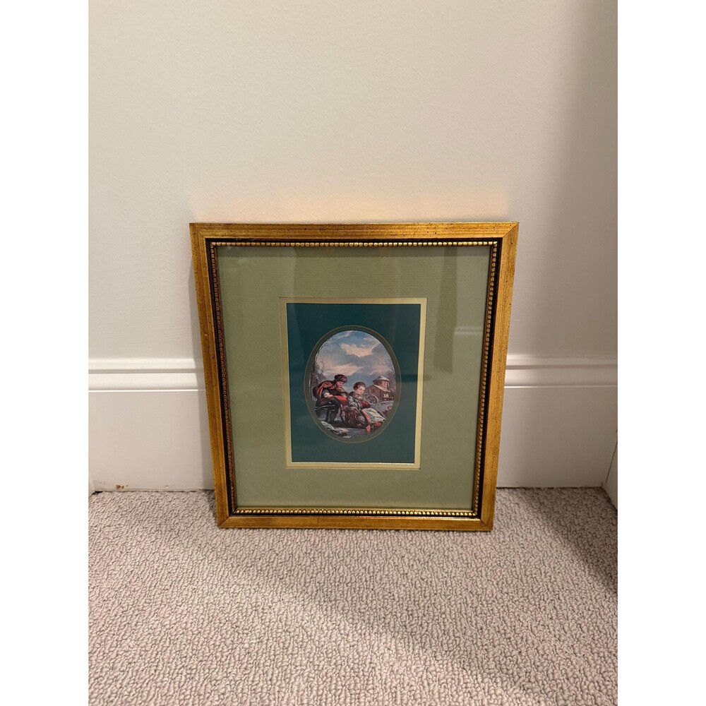 Vintage Academy Arts Framed Winter Scene Print, Gilded Ornate Gold Frame